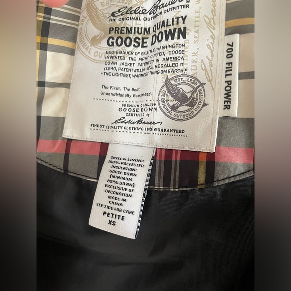 Eddie Bauer Vest Womens Large Plaid Goose Down 700 Fill Outerwear PETITE XS - Picture 7 of 8